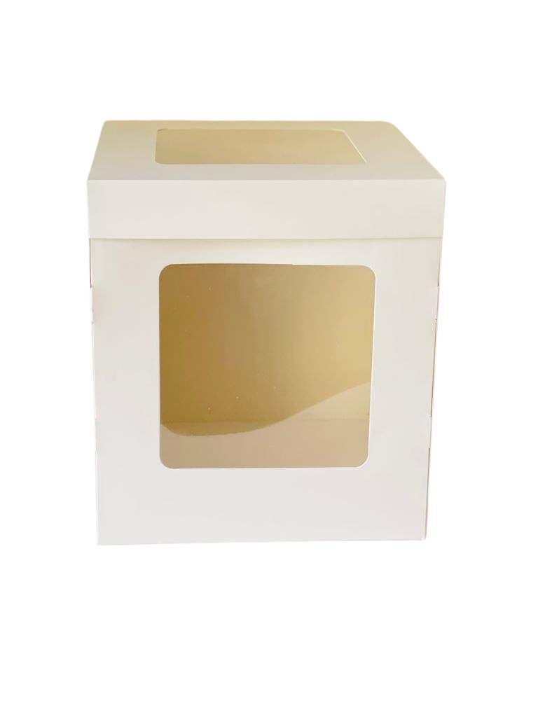 Tall Cake Box 26cmX26cmX32cm (10x10x12inch) With Window(Top & Front)-400GSM