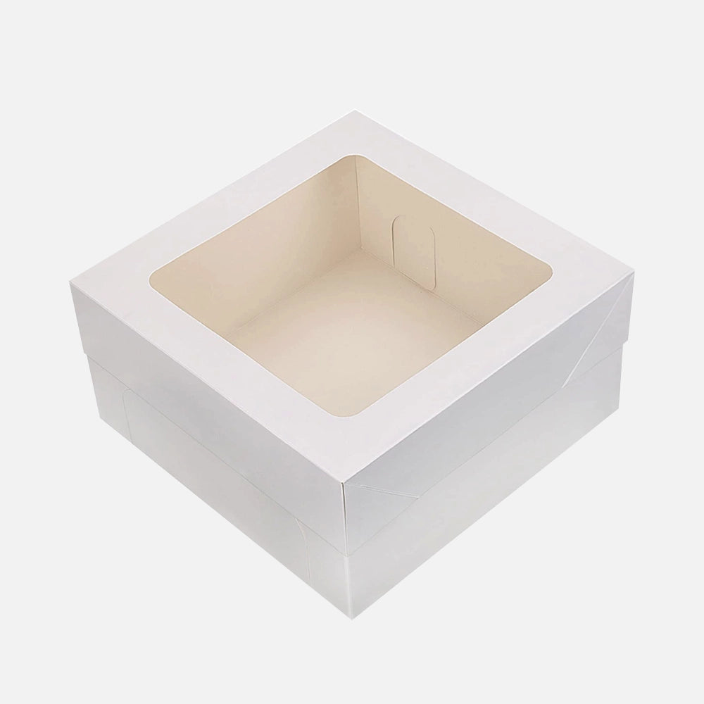 10x10x5 INCH WHITE PAPER CAKE BOX WITH WINDOW