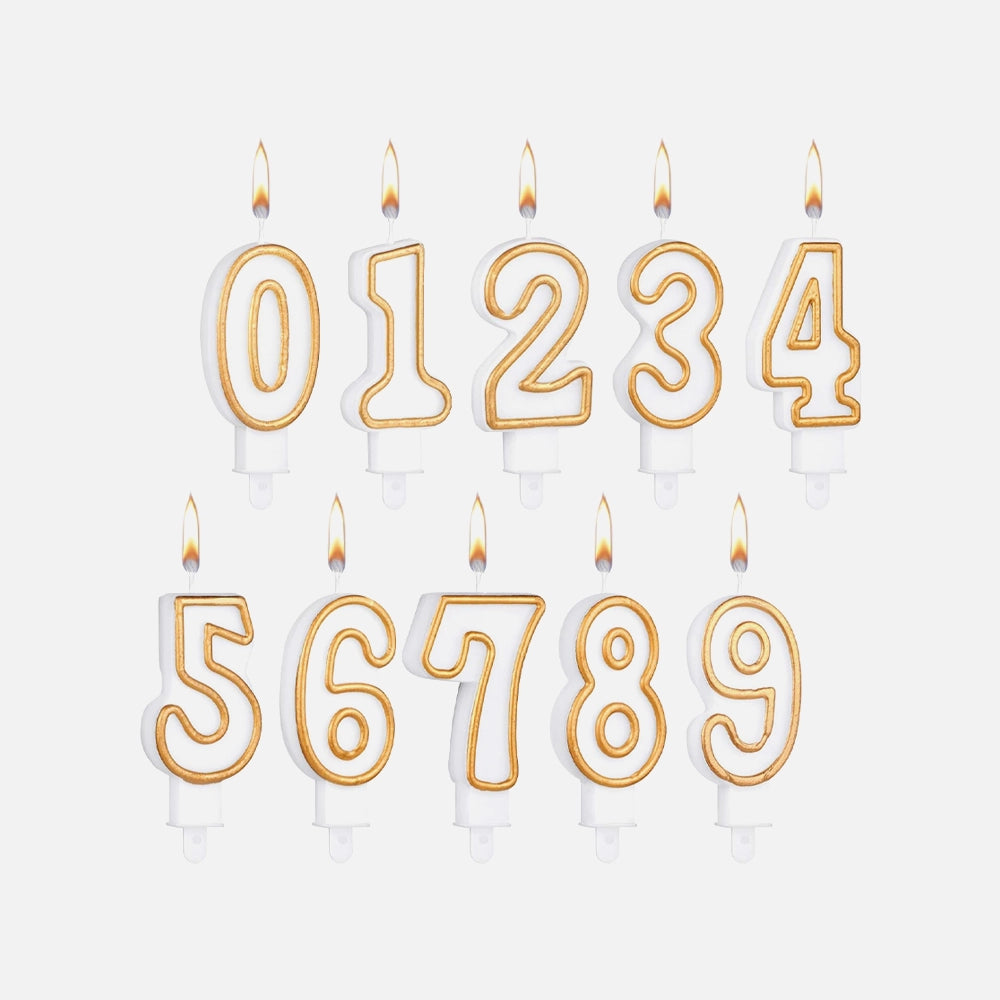 Gold & Silver Number Candle (0–9)