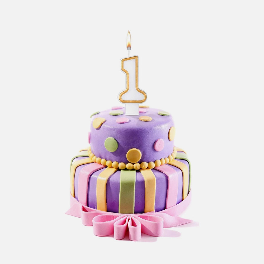 Gold & Silver Number Candle (0–9)