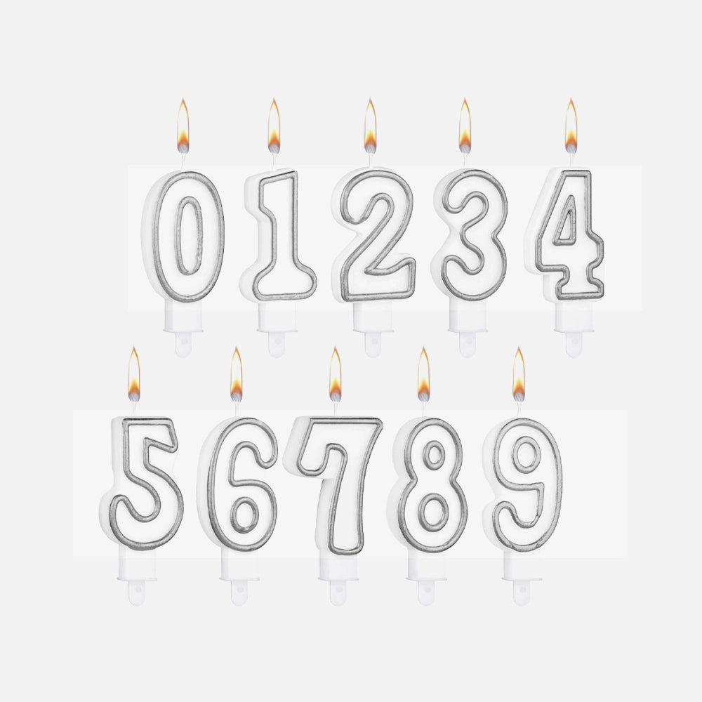 Gold & Silver Number Candle (0–9)