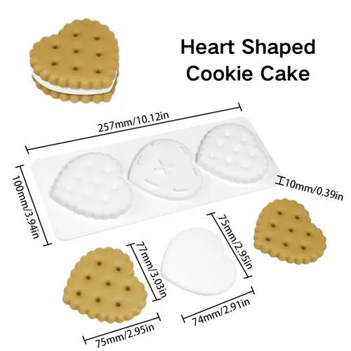 Heart Shape Cookie, mousse Cake, Chocolate, Jelly Silicone Mould