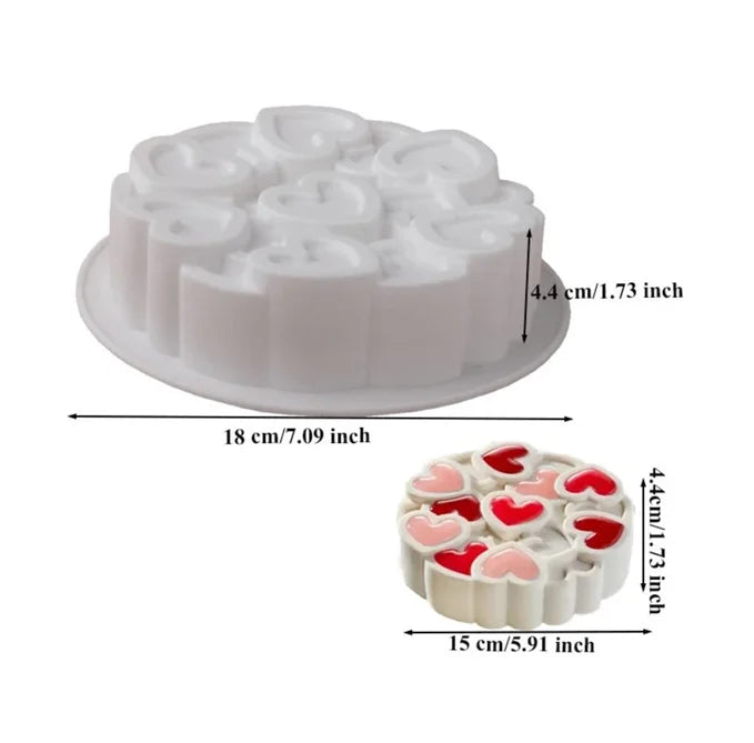 Round Heart Design Shape mousse Cake, Chocolate, Jelly Silicone Mould
