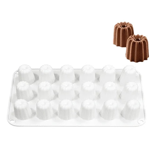 18 Cavity Cannele Shaped Ice Cream, Chocolate Mousse cake Silicone Mould 1pc