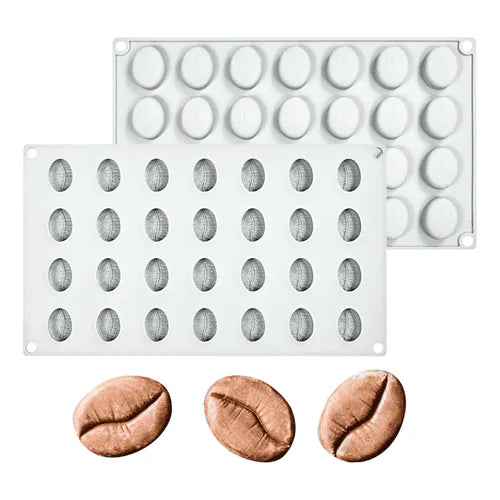 28 Cavity Coffee Bean Shaped Ice Cream, Chocolate Mousse cake Silicone Mould 1pc