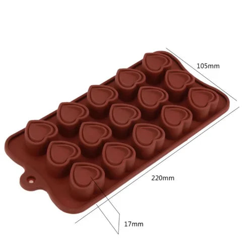 15 Cavity Heart Shaped Chocolate, Jelly, Candy Silicone Mould