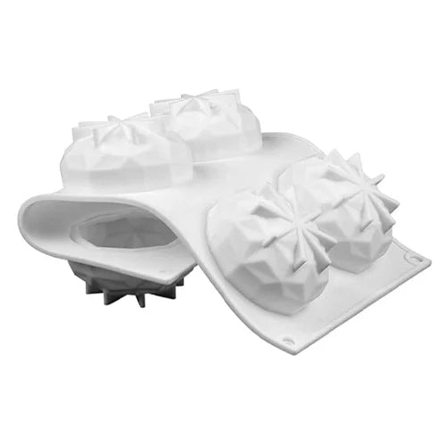 6 Cavity Cracked Round Shaped Ice Cream, Chocolate Mousse cake Silicone Mould 1pc