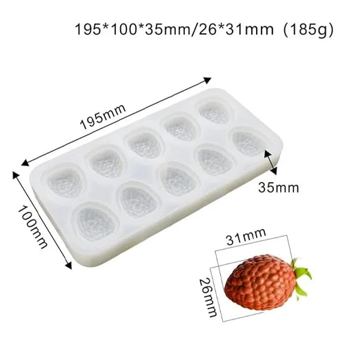 10 Cavity Raspberry Fruit Shaped Ice Cream, Chocolate Mousse cake Silicone Mould 1pc