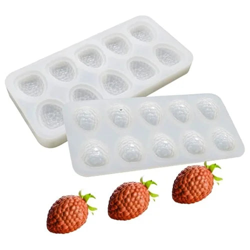 10 Cavity Raspberry Fruit Shaped Ice Cream, Chocolate Mousse cake Silicone Mould 1pc