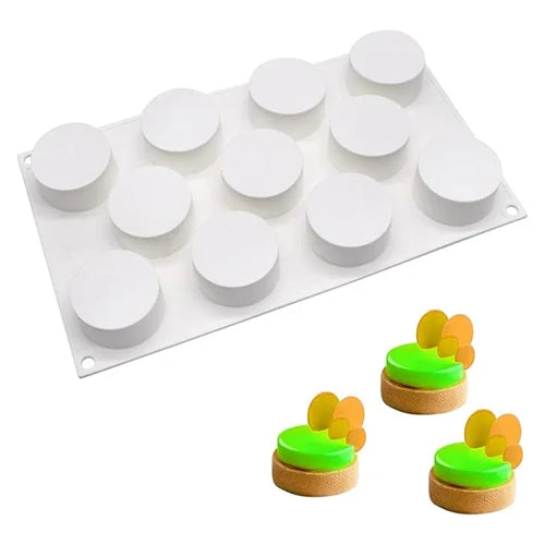 11 Cavity Deep Round Shaped Ice Cream, Chocolate Mousse cake Silicone Mould 1pc
