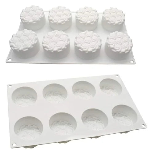 🔍 Silicone Mould 1 Silicone Mould 2 Silicone Mould 3 Silicone Mould 1Silicone Mould 2Silicone Mould 3 8 Cavity Round Flower Spiral Shaped Ice Cream, Chocolate Mousse cake Silicone Mould 1pc