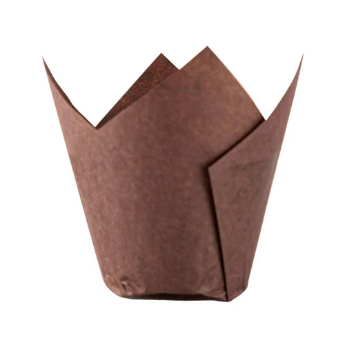 100pcs Brown Colour Tulip Muffin Cups, Disposable Cupcake Liner 17.5cm x 17.5cm