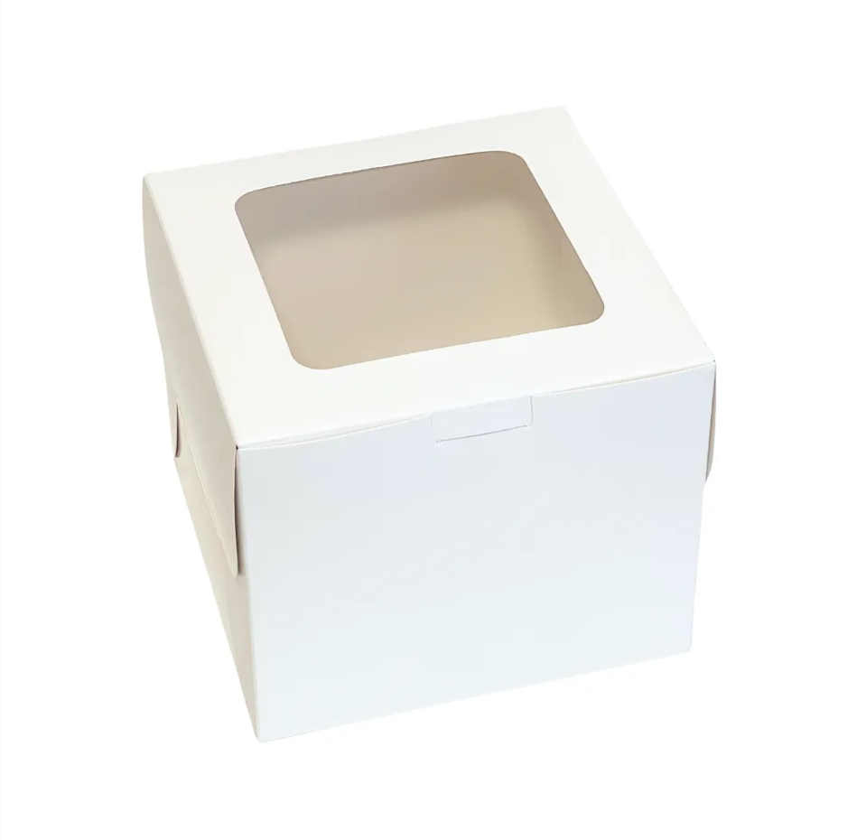 6x6x5 INCH WHITE PAPER CAKE BOX WITH WINDOW