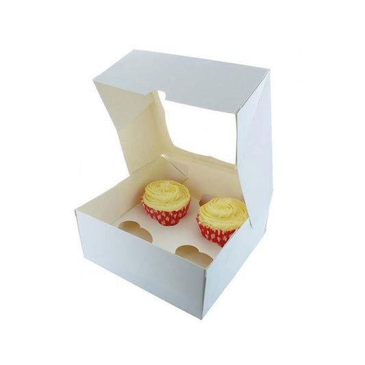4PCS HOLDING WHITE CUPCAKE BOX WITH WINDOW