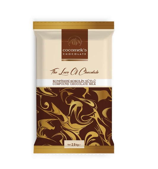 COCOMEK MILK COMPOUND CHOCOLATE BAR 2.5 KG