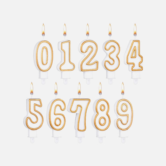 Gold & Silver Number Candle (0–9)